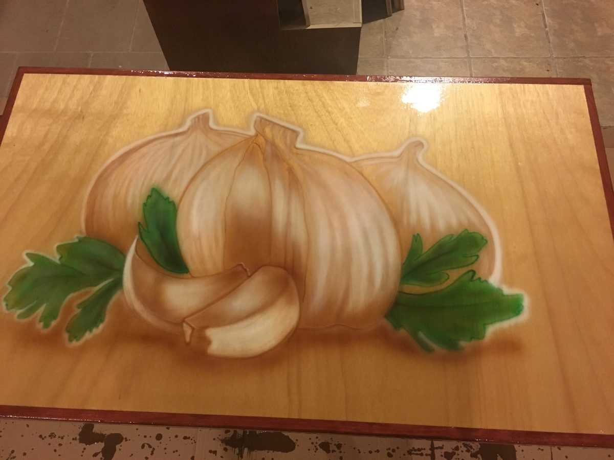Garlic still life on wood