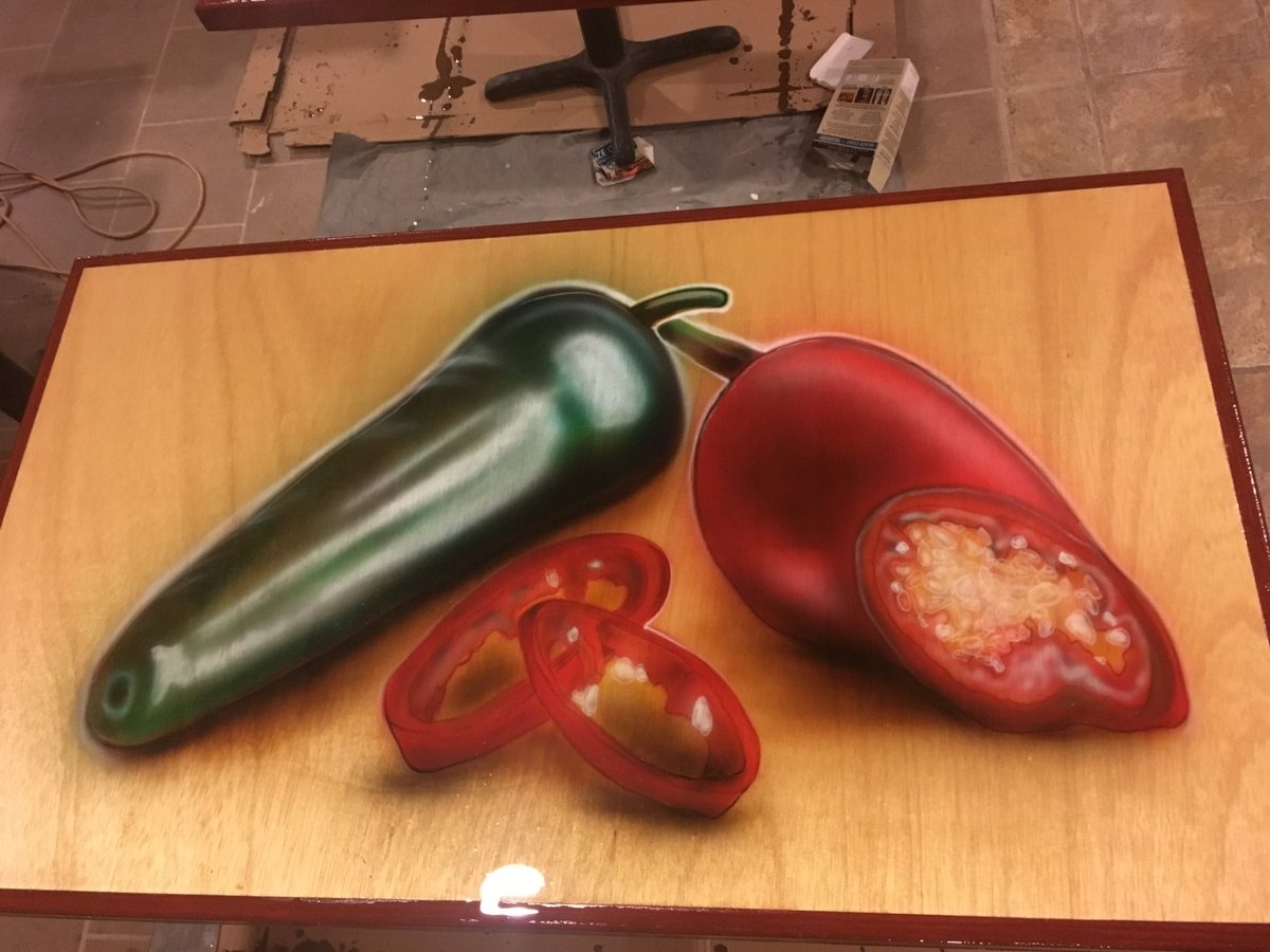Peppers on wood