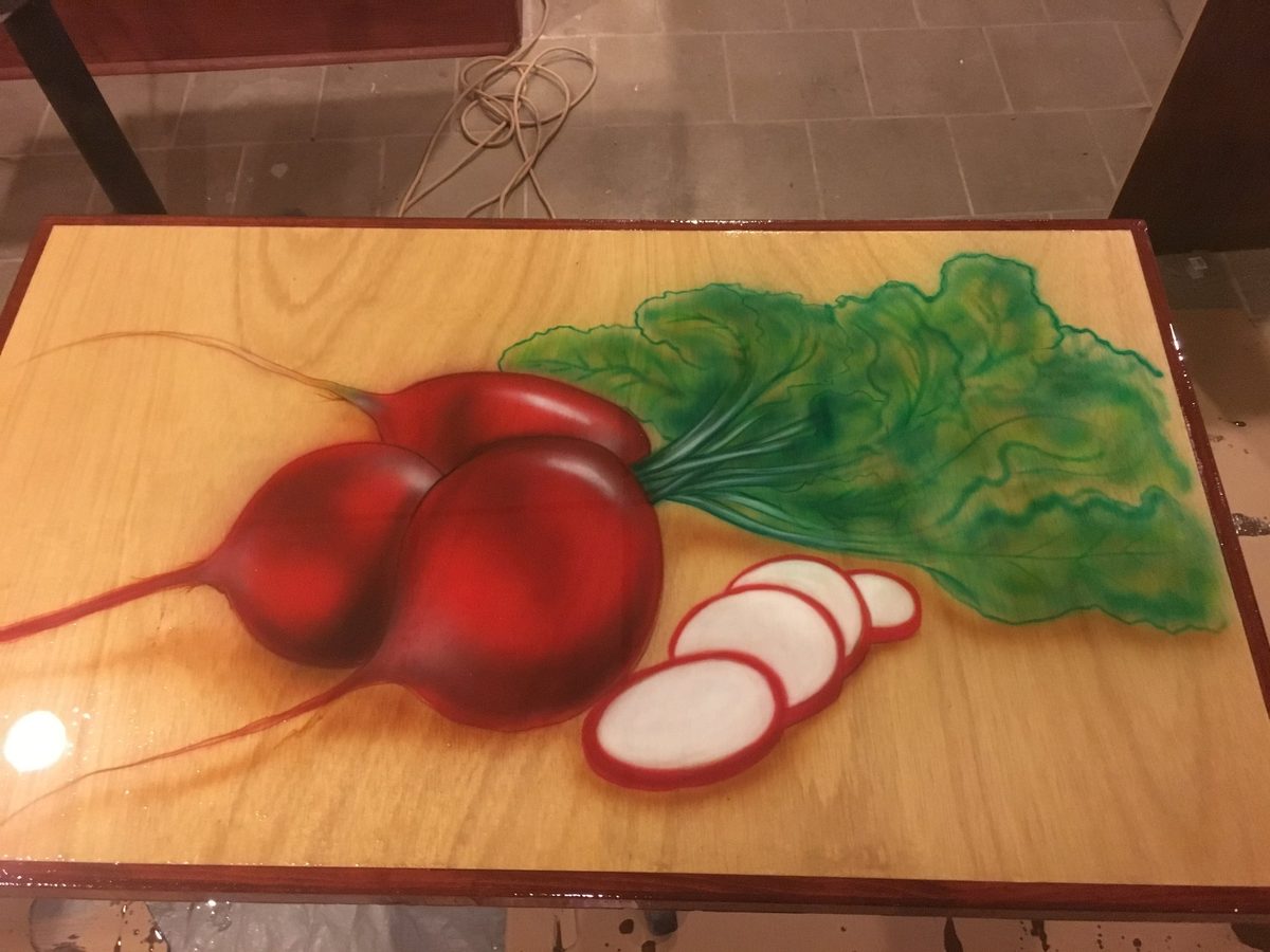Radish study on wood