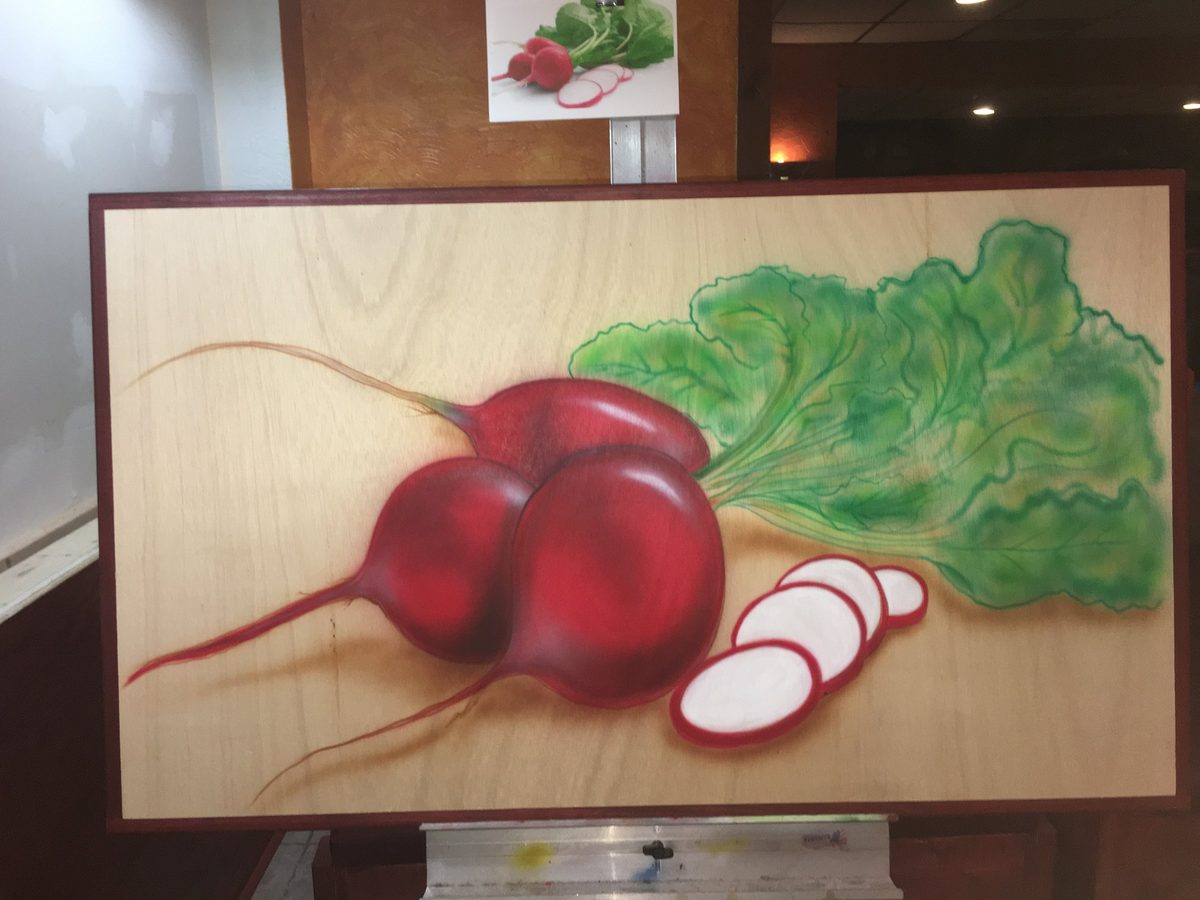 Radish still life on wood